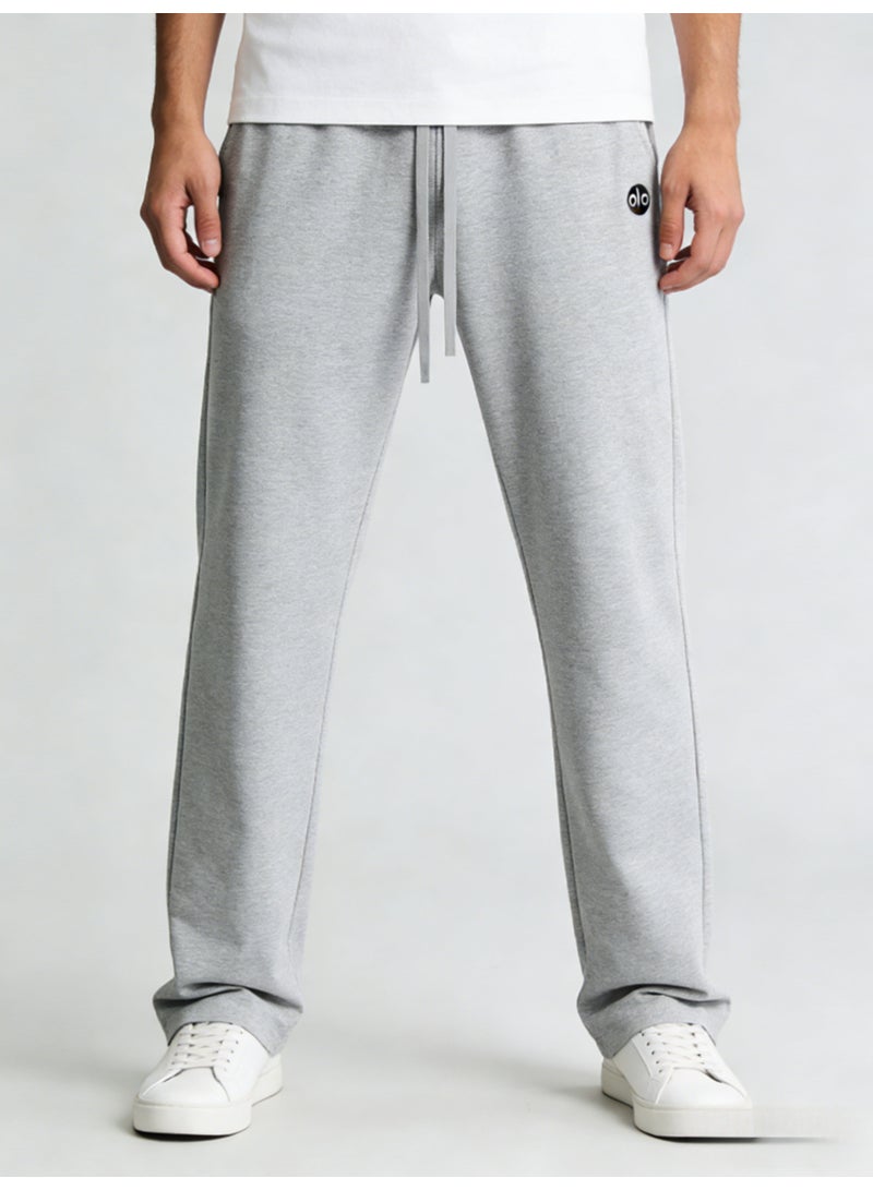 ألو يوغا Alo Yoga Ultra-Soft Wide-Leg Track Pants in Heather Grey - Image 3